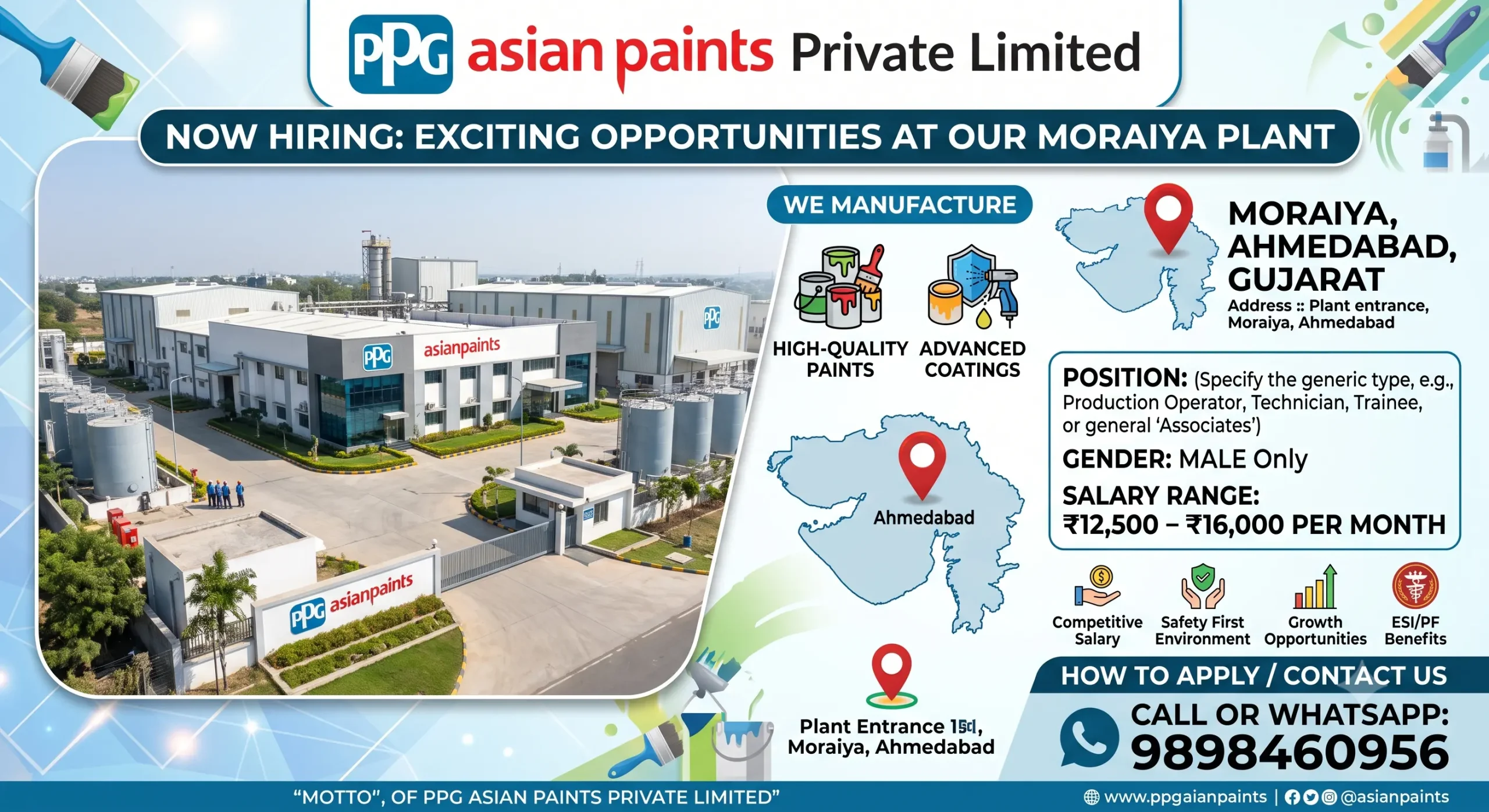 PPG Asian Paints Recruitment 2026 Ahmedabad – ITI, Diploma & Graduate Apprentice Jobs