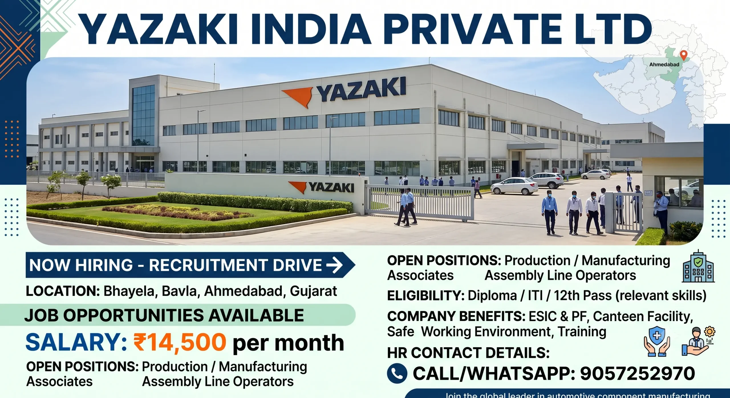 Yazaki India Recruitment 2026 Bhayela – 50 Posts, Salary ₹14,500