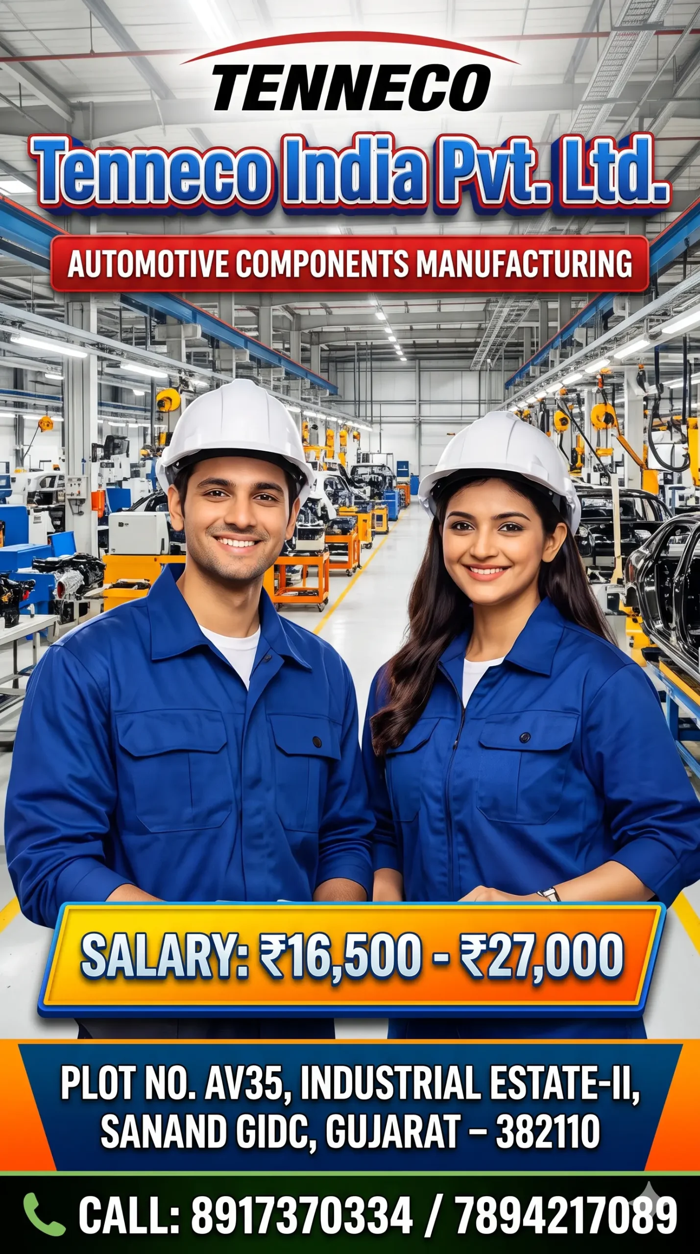 Tenneco India Recruitment 2026 – Apprentice Jobs in Sanand GIDC, Salary Up to ₹27,000